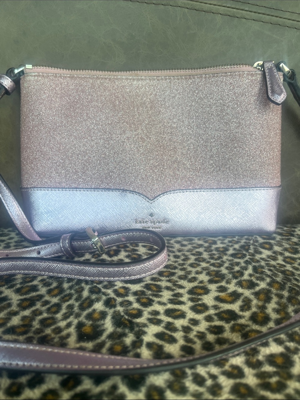 kate spade Pink Rose Gold Glitter Wristlet Clutch